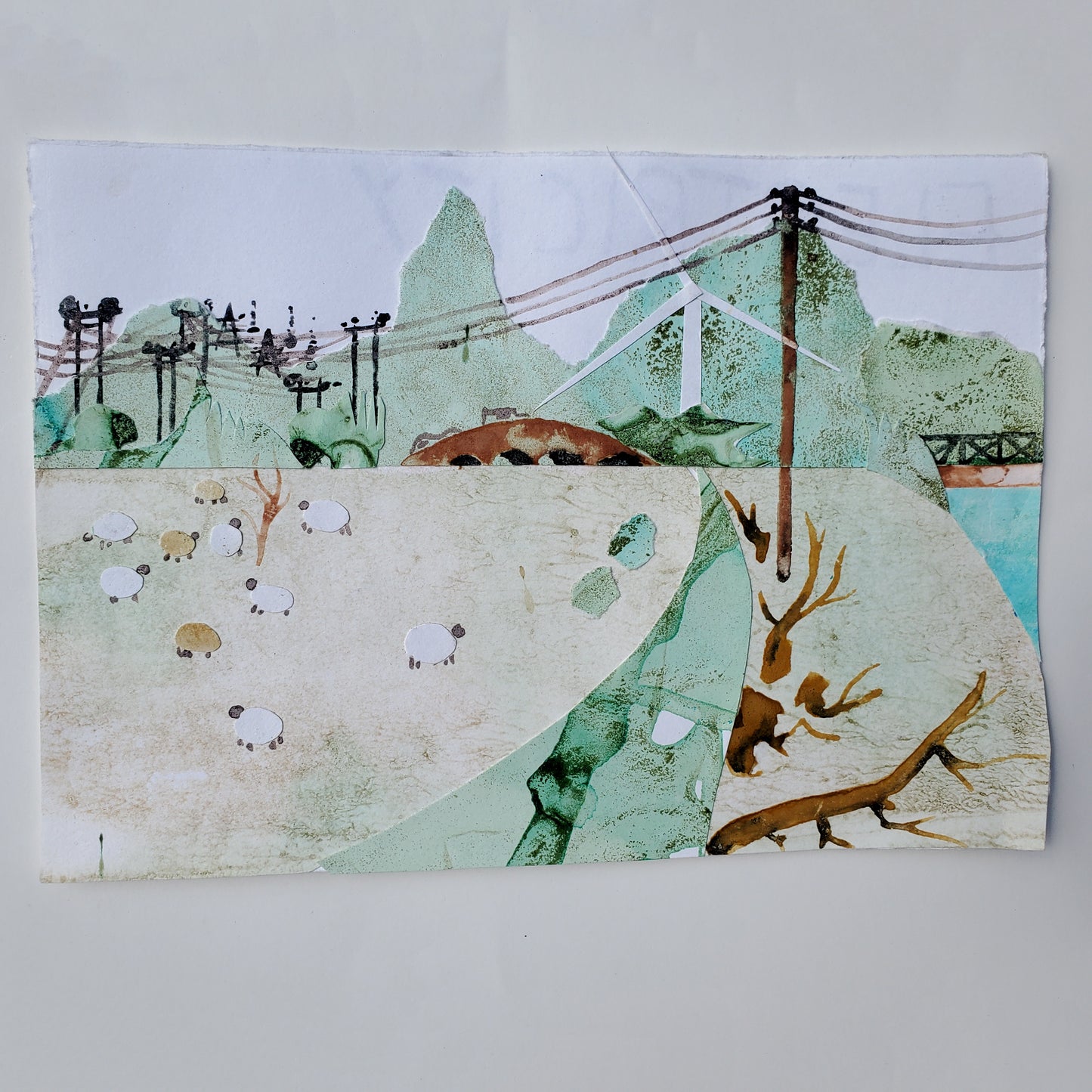 Electricity Crackling -original paper collage