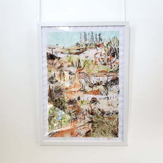 Treading the Ecclesbourne - original landscape collage