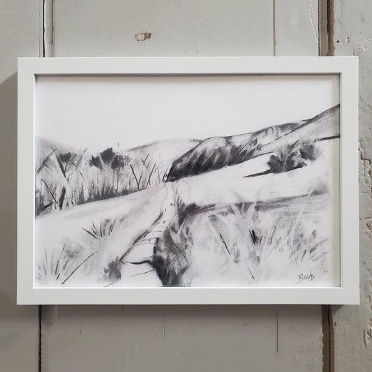 Slabs to the Moor- original charcoal landscape drawing