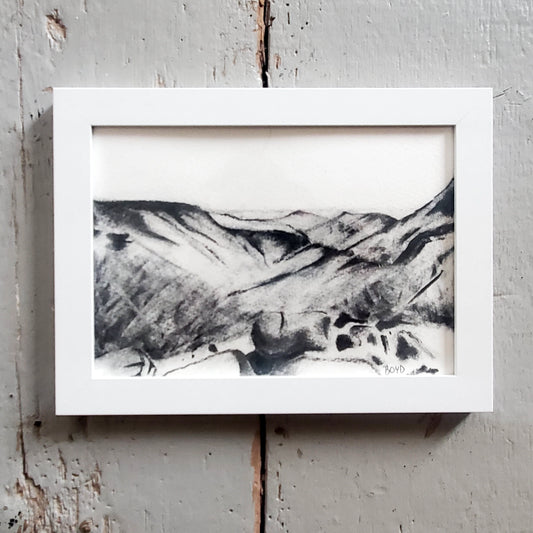 Above the Peaks - original charcoal landscape drawing